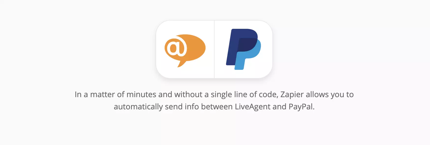 LiveAgent\' ir PayPal integracijos puslapis Zapier platformoje