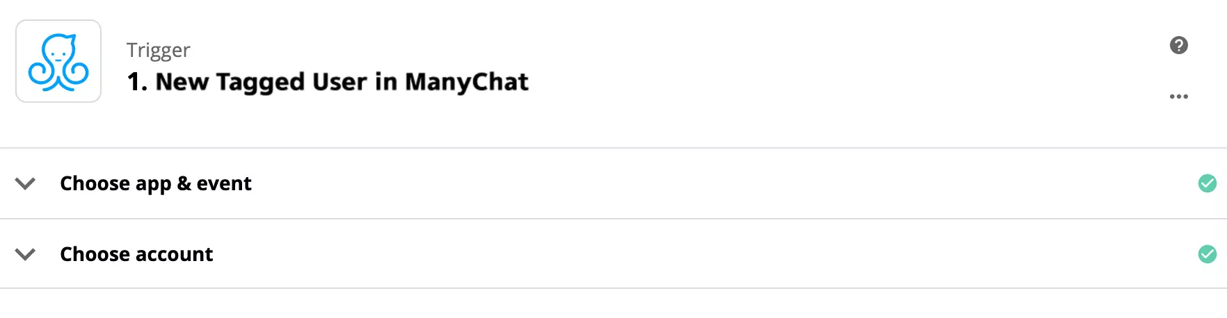 ManyChat trigerio nustatymas Zapier