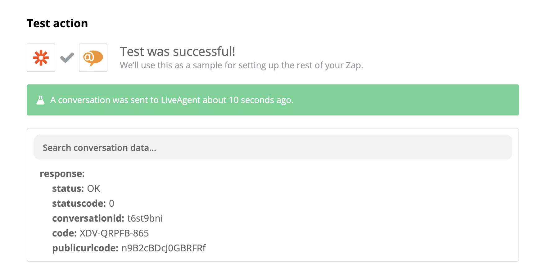 Sėkmingas Stripe ir LiveAgent integracijos testas