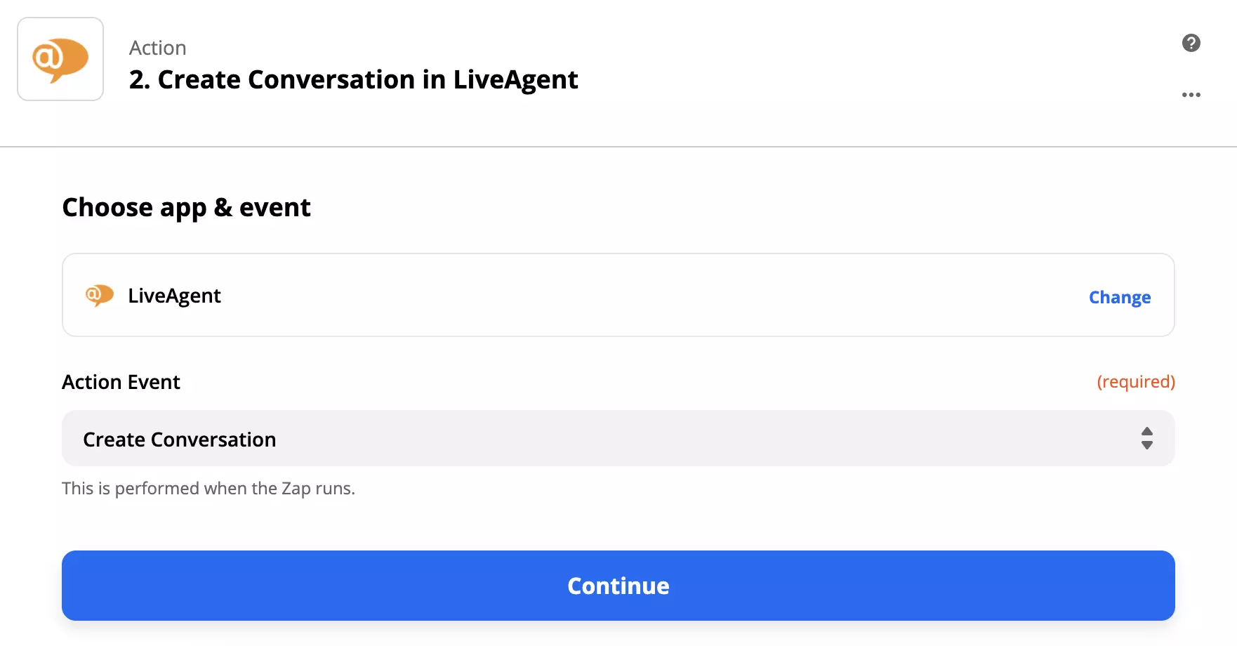 LiveAgent veiksmo nustatymas Zapier