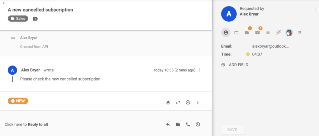 Bilietas apie naują atšauktą prenumeratą
