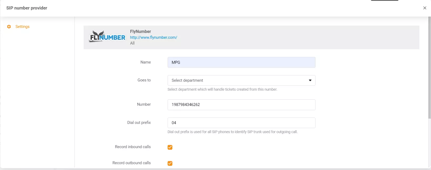 FlyNumber kredencialai