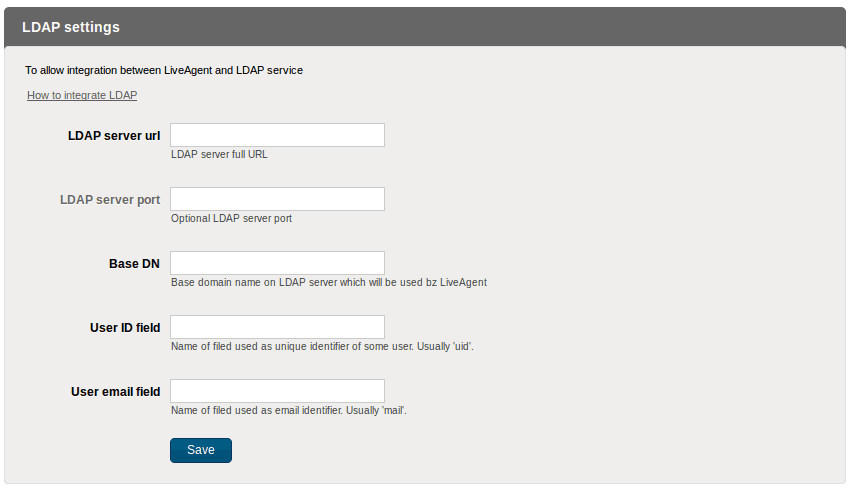 LDAP konfigūracijos langas
