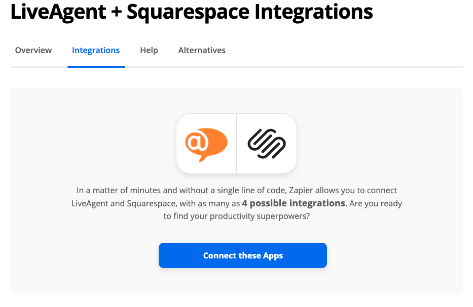 Sujunkite LiveAgent su Squarespace per Zapier