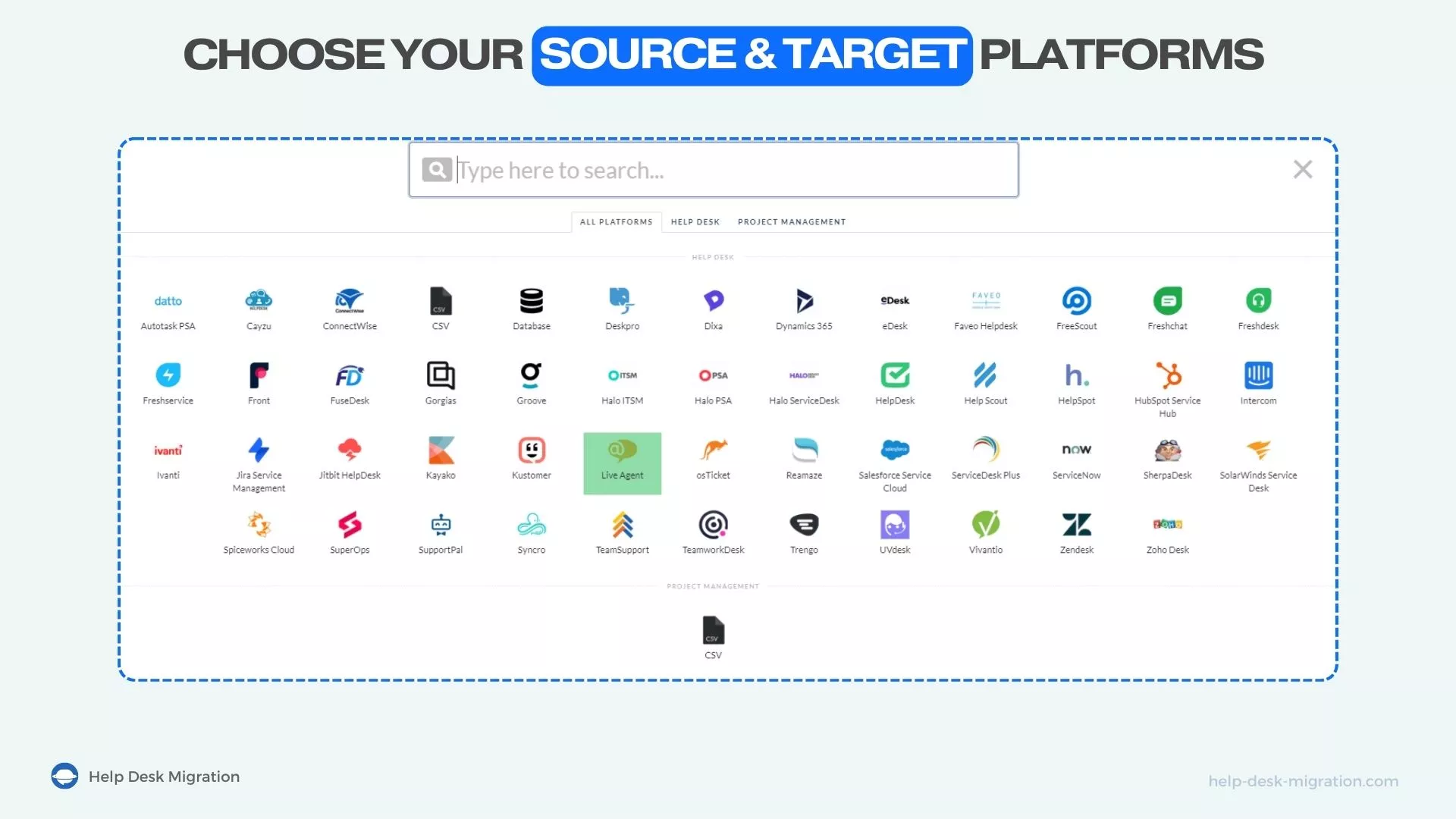 Palaikomos platformos Help Desk migracijoje