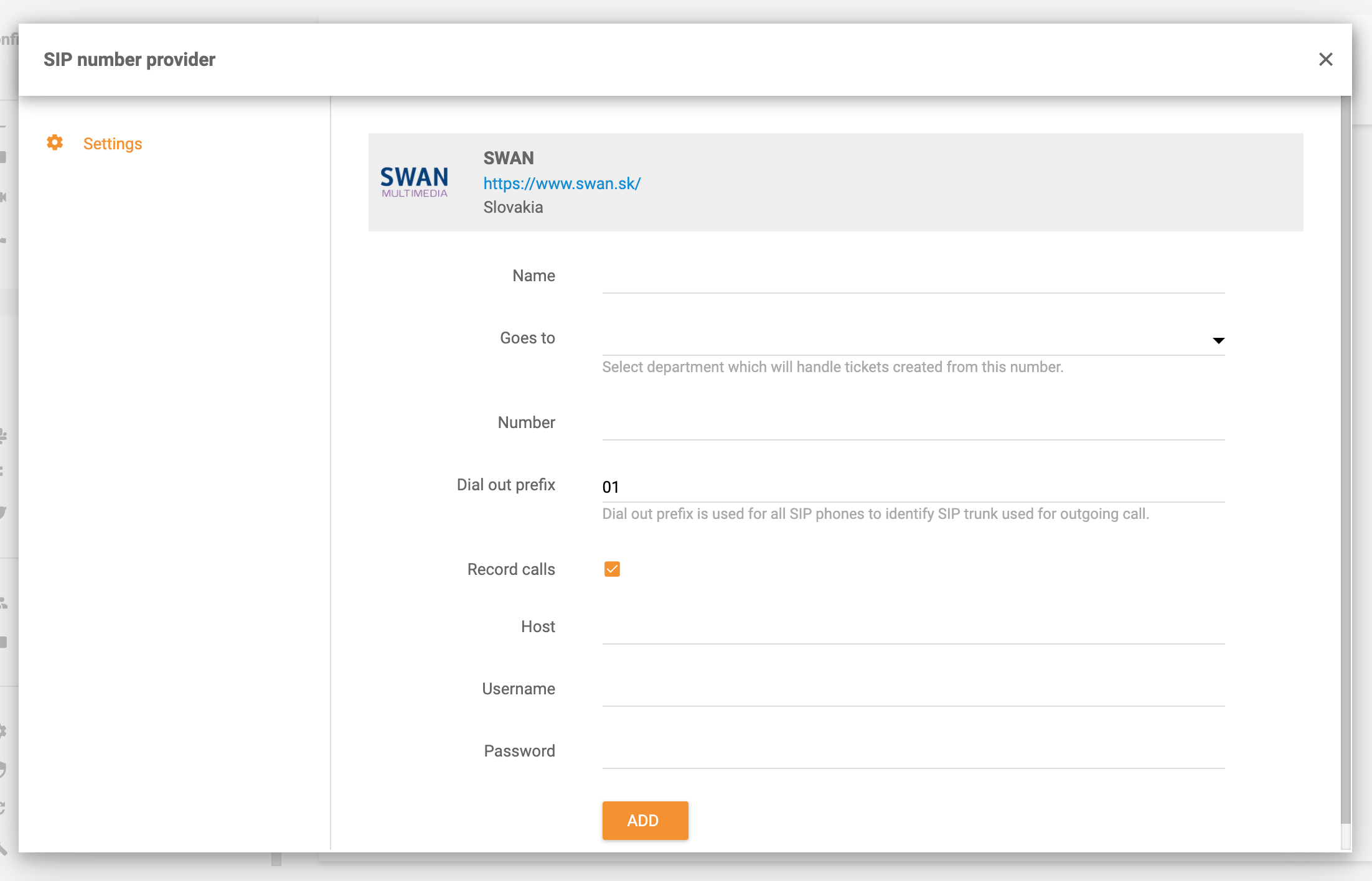Swan integracija LiveAgent