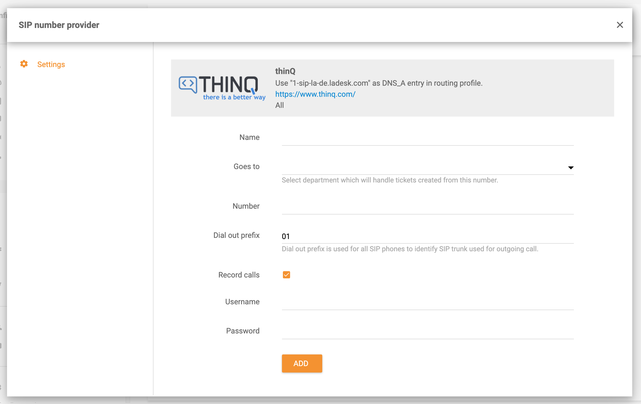 ThinQ integracija LiveAgent
