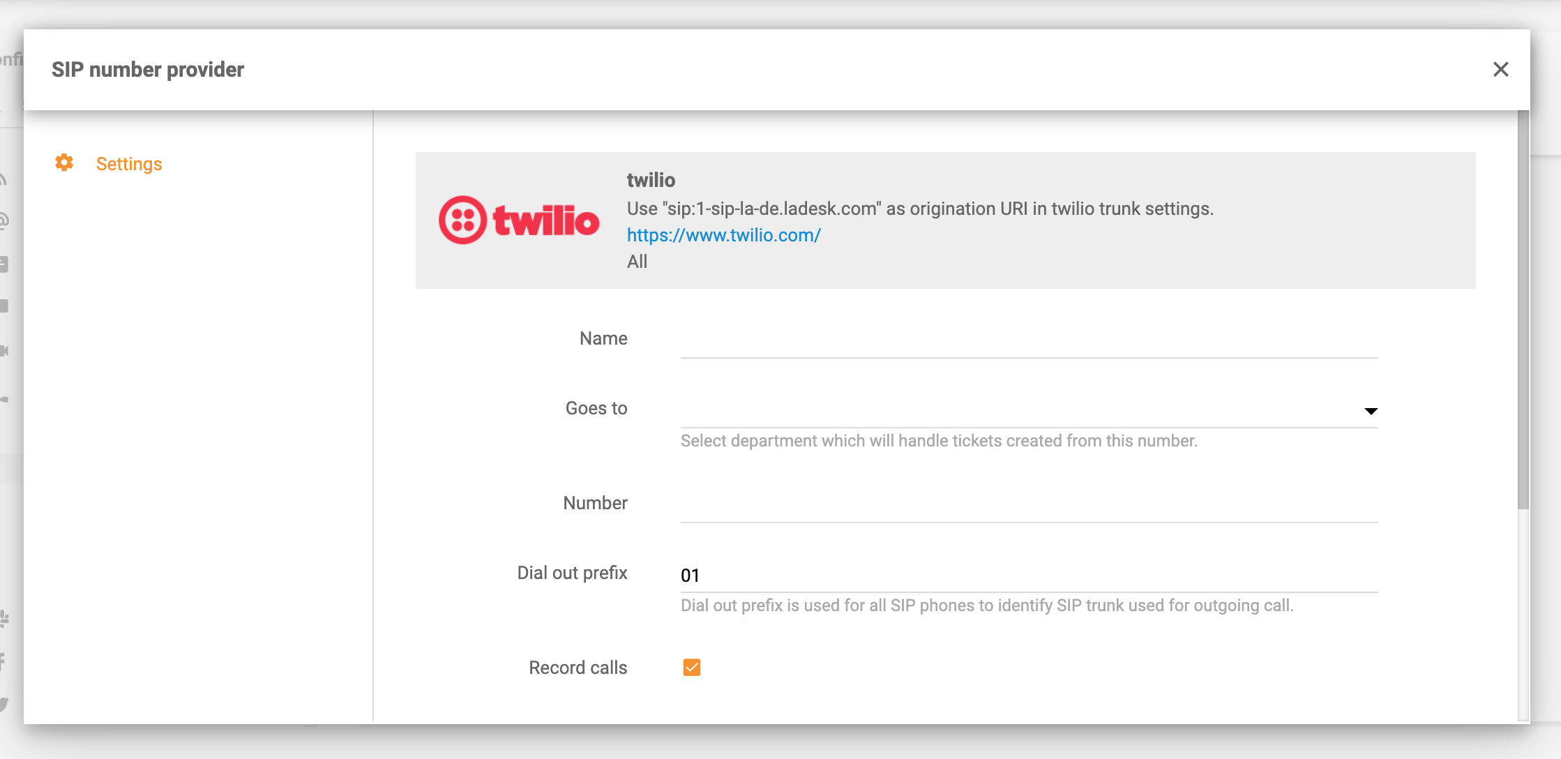 VOIP LiveAgent Twilio integracija