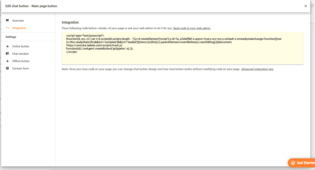 Prestashop LiveAgent integracija - Sukurti pokalbio mygtuką