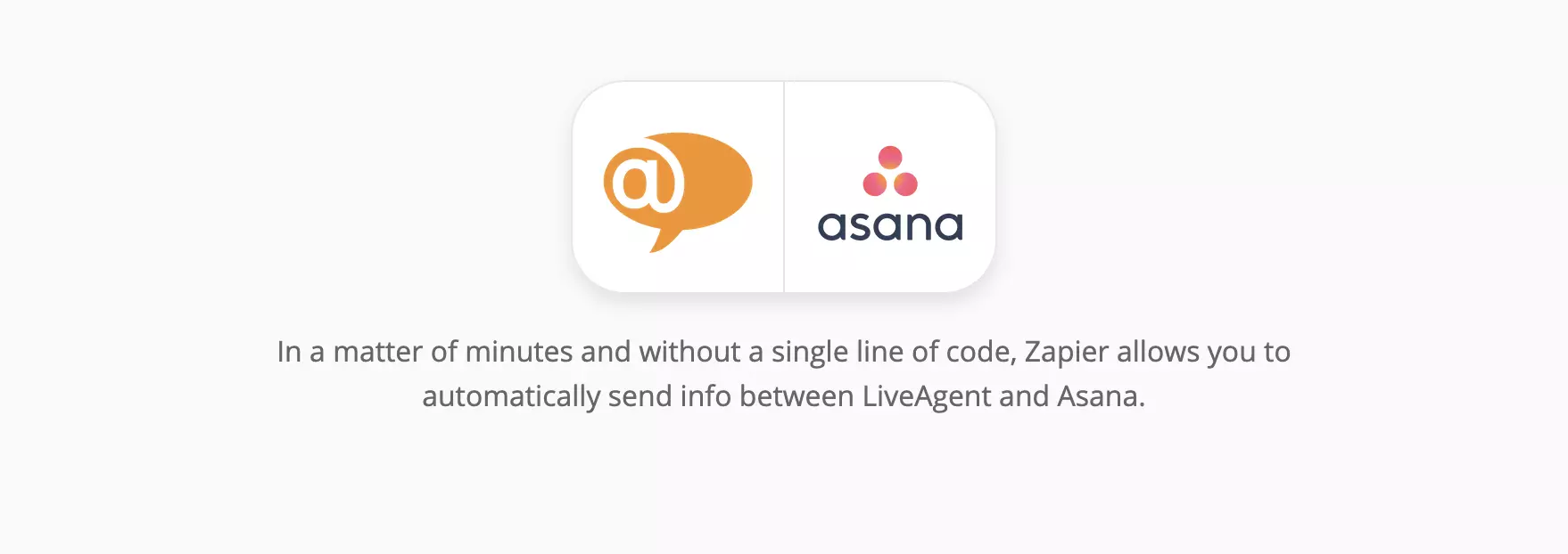 LiveAgent ir Asana integracijos puslapis Zapier platformoje