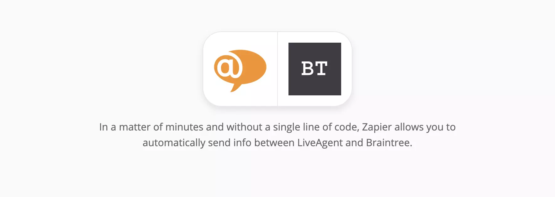 'LiveAgent' ir Braintree integracijos puslapis 'Zapier'