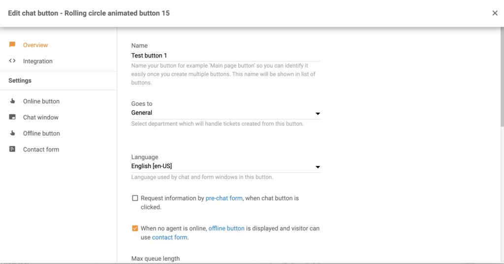 Sukonfigūruokite pokalbio mygtuką LiveAgent