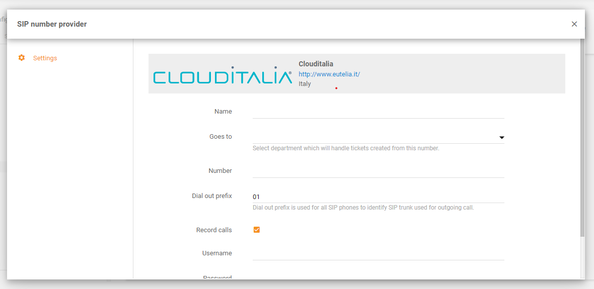 CloudItalia integracija LiveAgent
