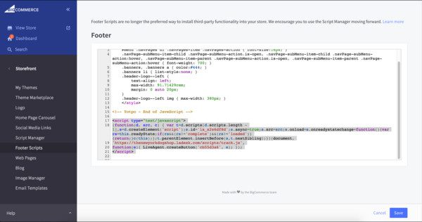 Bigcommerce LiveAgent integracija