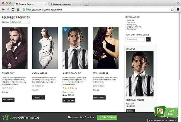 CoreCommerce LiveAgent tiesioginio pokalbio integracija