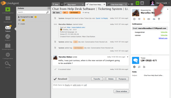 GetResponse LiveAgent integravimas