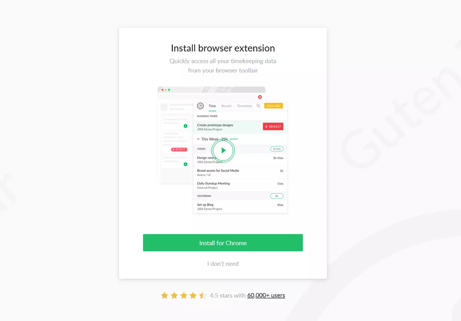 Įdiegti Everhour naršyklės plėtinį