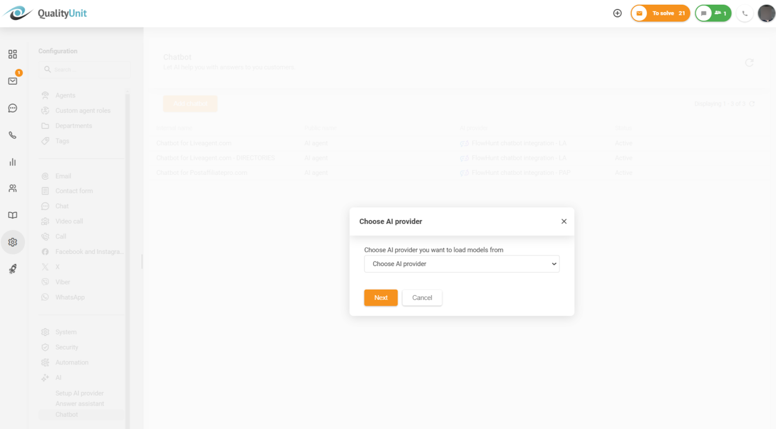 AI chatboto teikėjo pasirinkimas