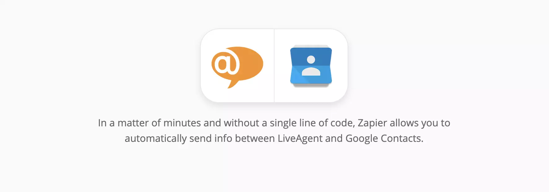 LiveAgent ir Google Kontaktų integracijos puslapis Zapier platformoje