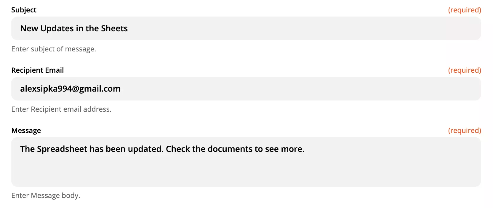 LiveAgent\' veiksmų nustatymo pavyzdys su užpildytais laukais