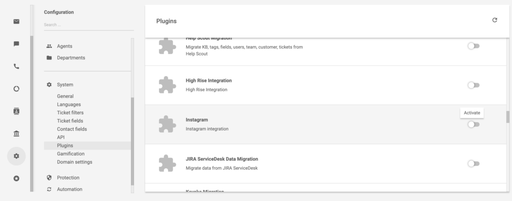 Instagram papildinys LiveAgent