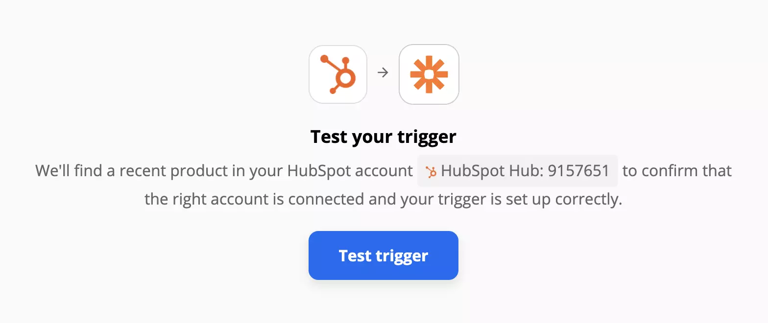 HubSpot trigerio testas Zapier