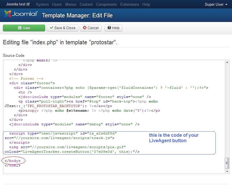 Joomla šablono redaktorius