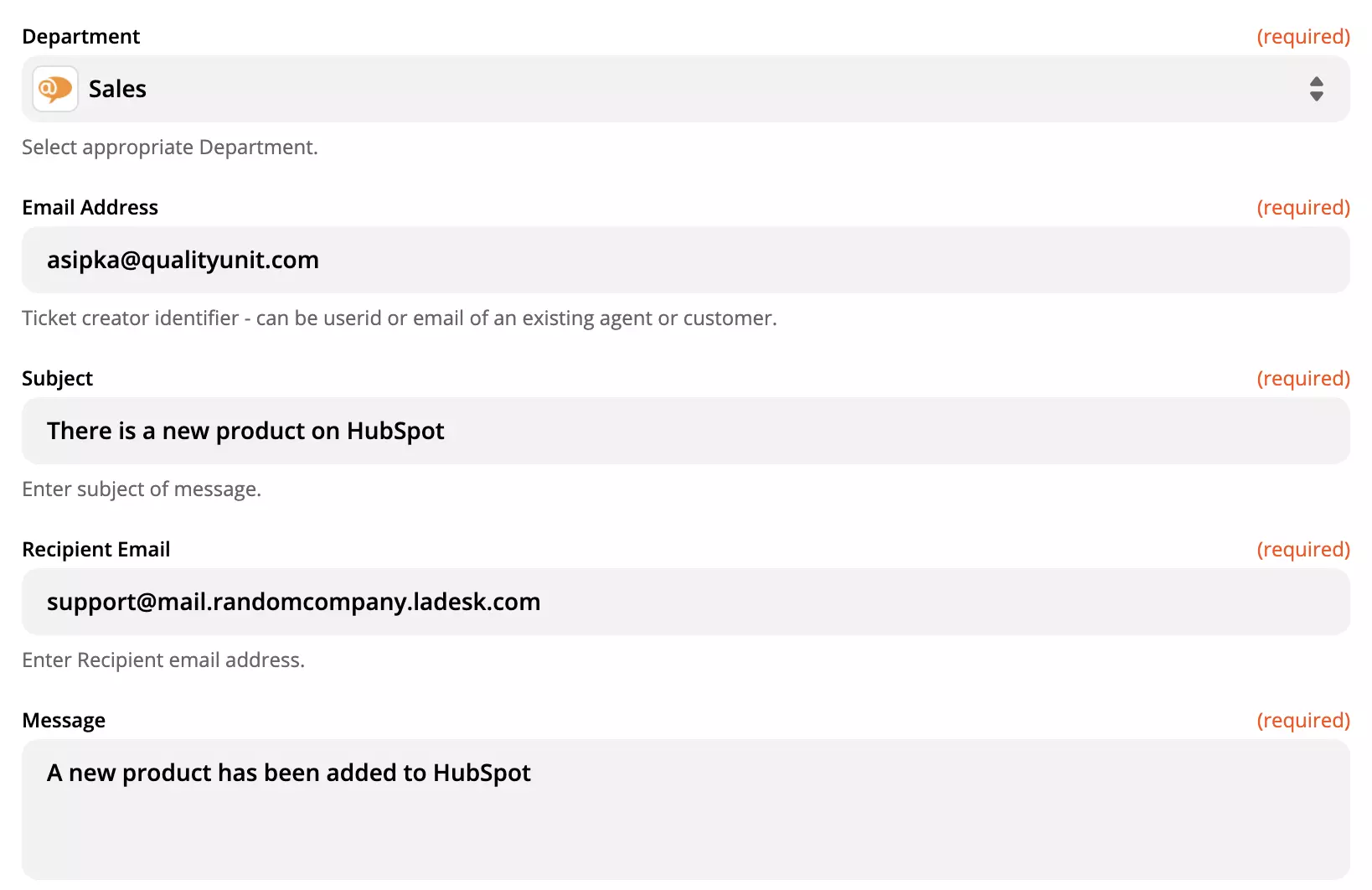 LiveAgent veiksmo konfigūravimas Zapier