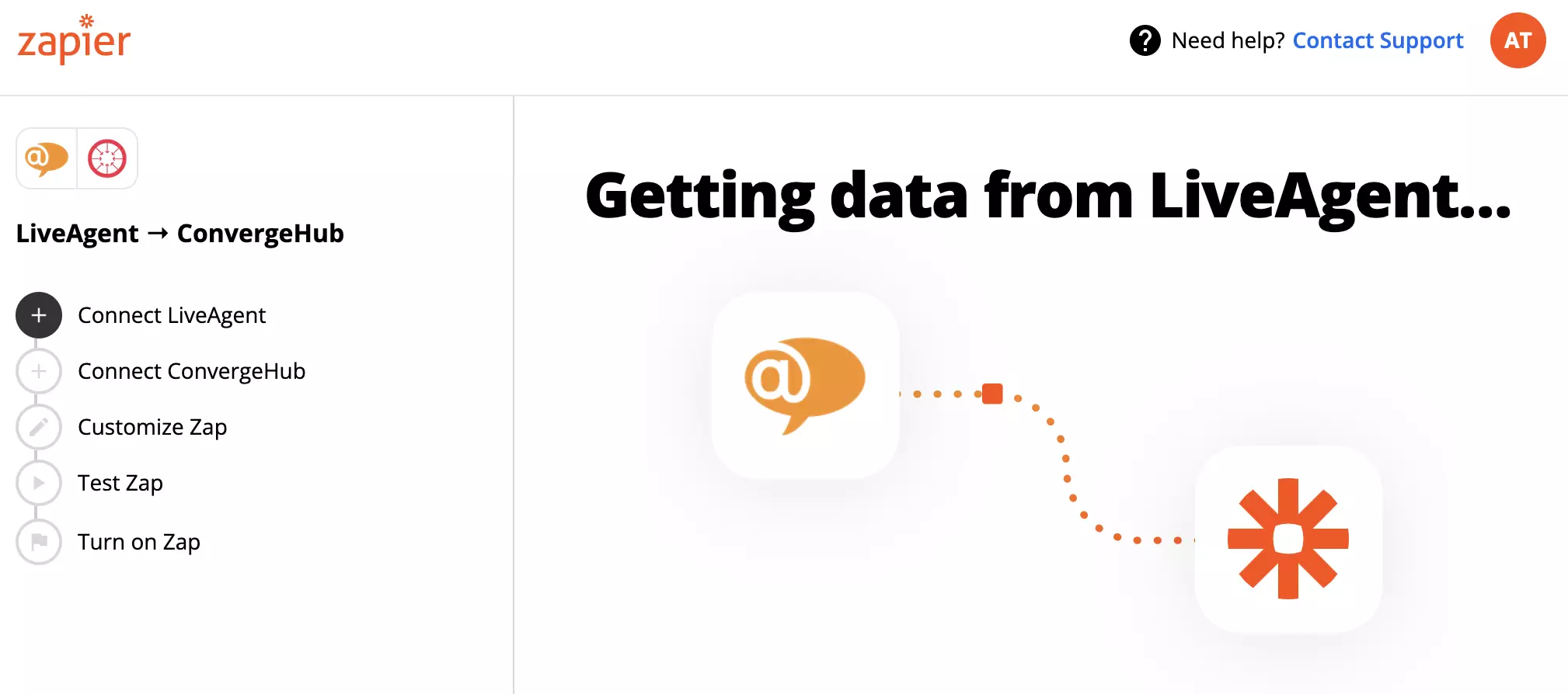 LiveAgent ir ConvergeHub sąskaitų sujungimas su Zapier