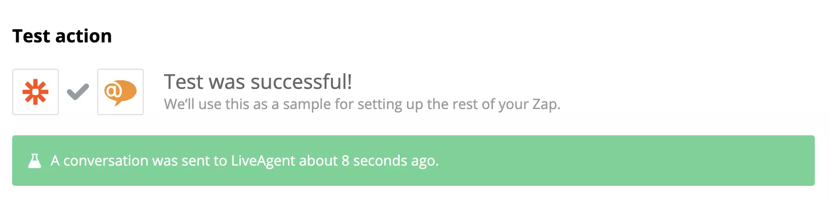Sėkmingas 'Google Sheets' ir LiveAgent integracijos testas