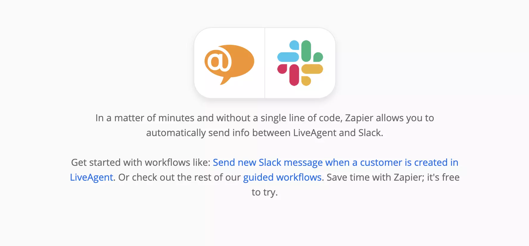 LiveAgent ir Slack puslapis Zapier