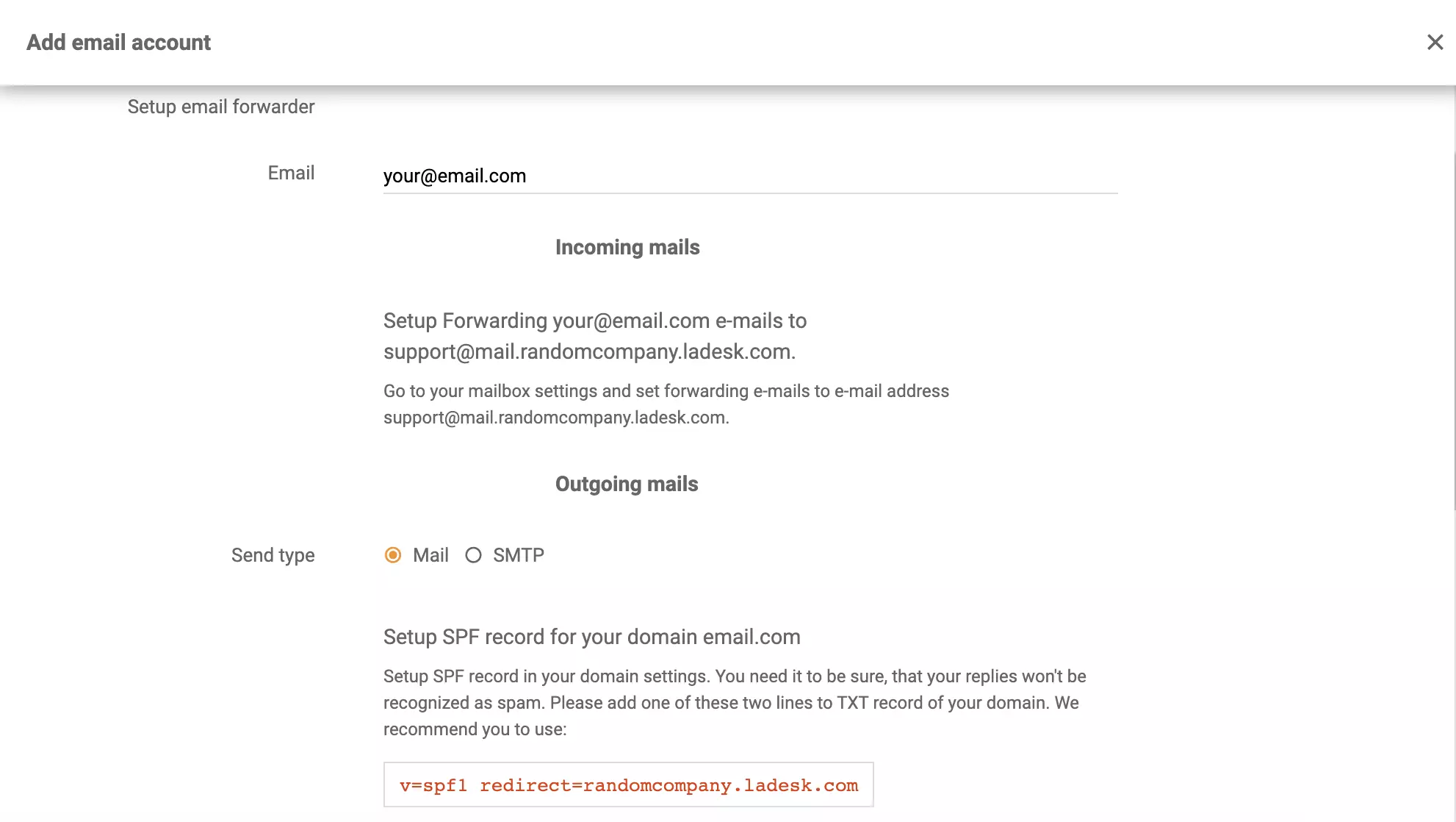 'Microsoft Exchange Server' el. pašto peradresavimo nustatymas 'LiveAgent'
