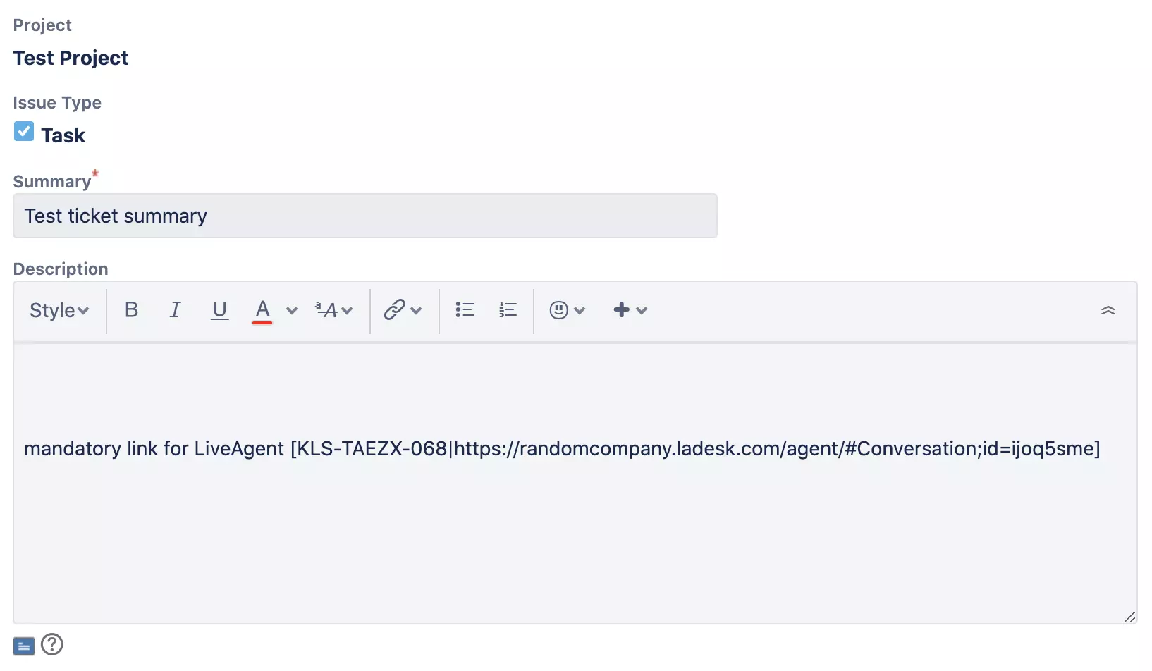 Naujas Jira langas su naujos problemos kūrimu ir aprašymu
