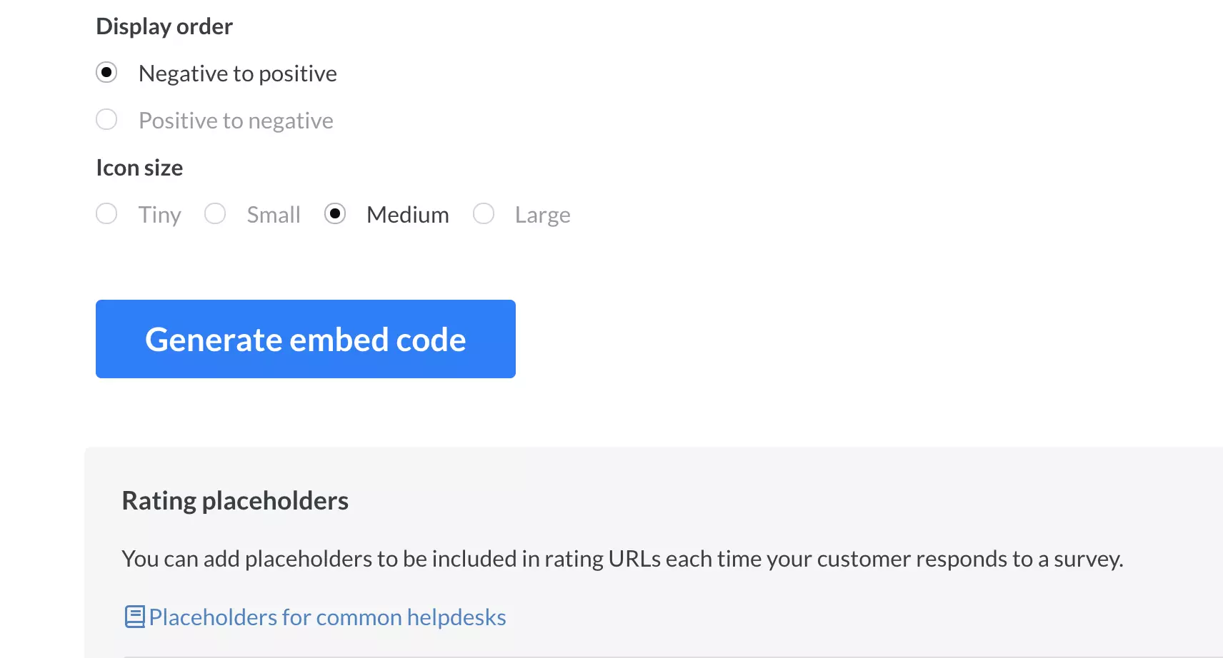 Apklausos kūrimo pabaiga su sugeneruoto įterpimo kodo mygtuku