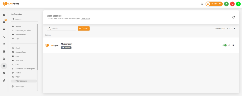 Sėkmingas integravimas tarp Viber ir 'LiveAgent