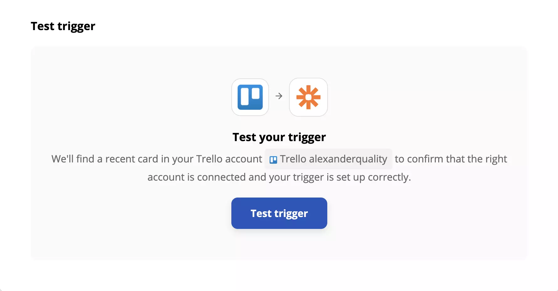 Trello trigerio bandymas Zapier