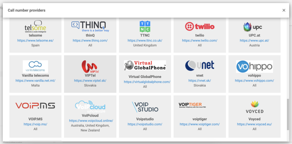 VoIPcloud VoIP tiekėjų sąraše