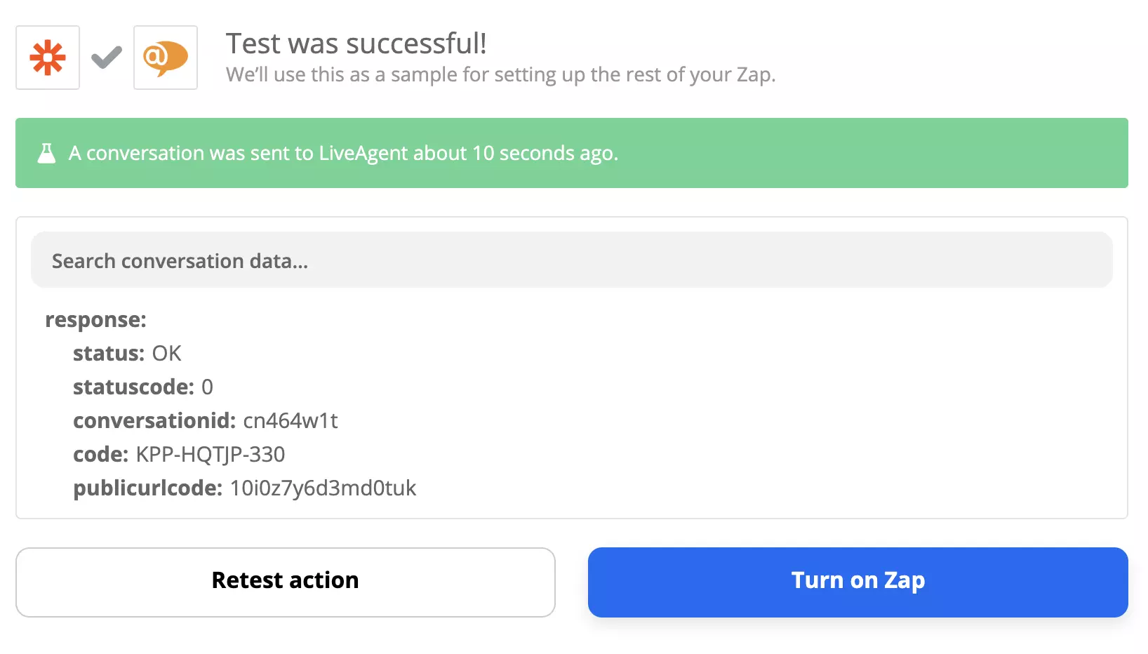 Sėkmingas Xero ir LiveAgent integracijos testas Zapier