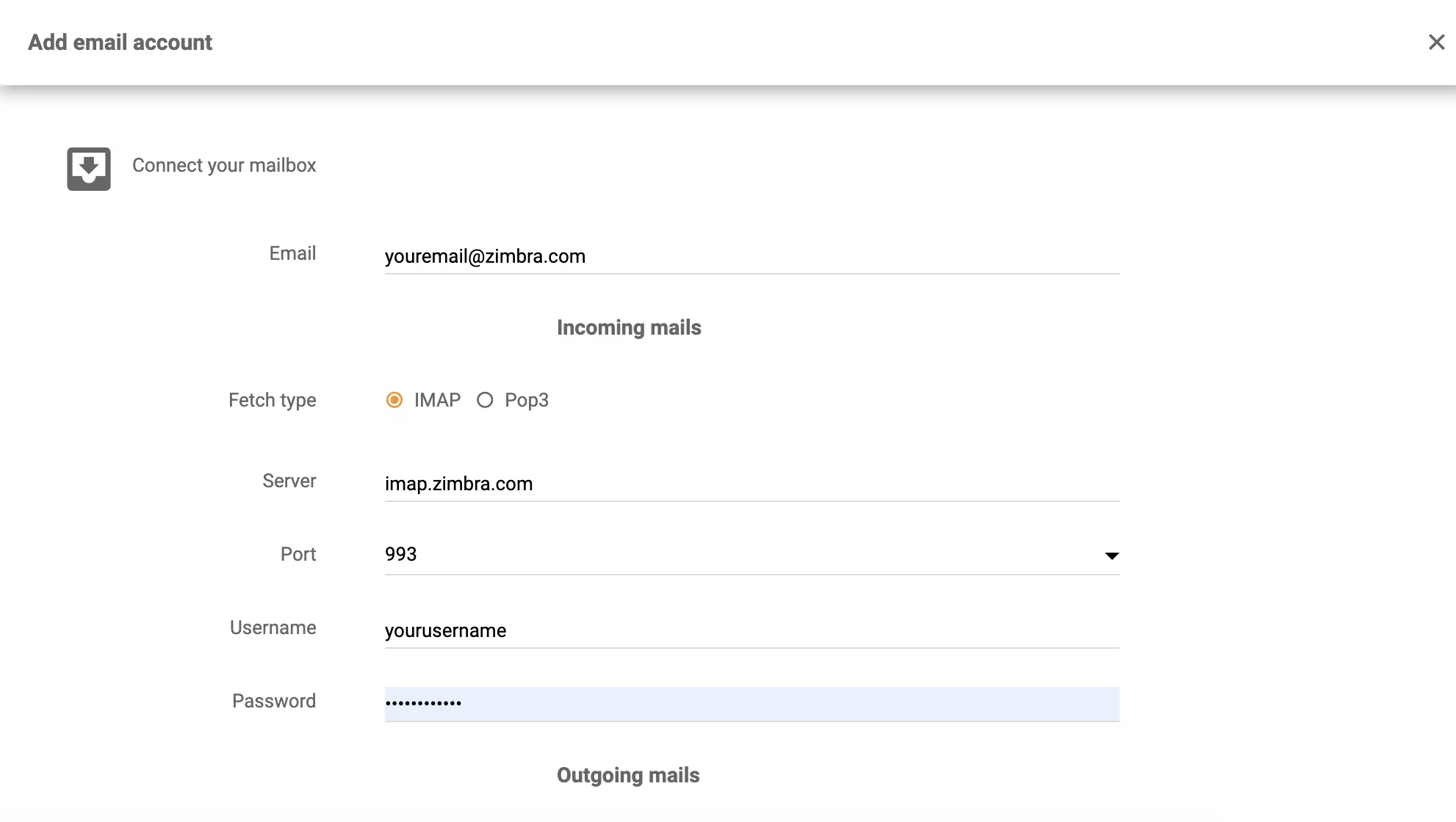 Zimbra IMAP/POP3 nustatymas