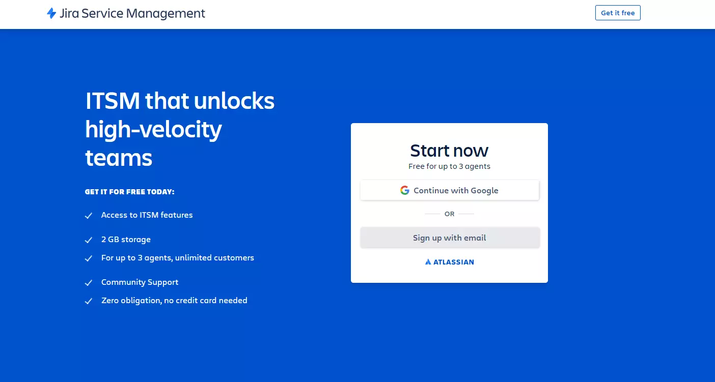 JIRA Service Management pagrindinis puslapis