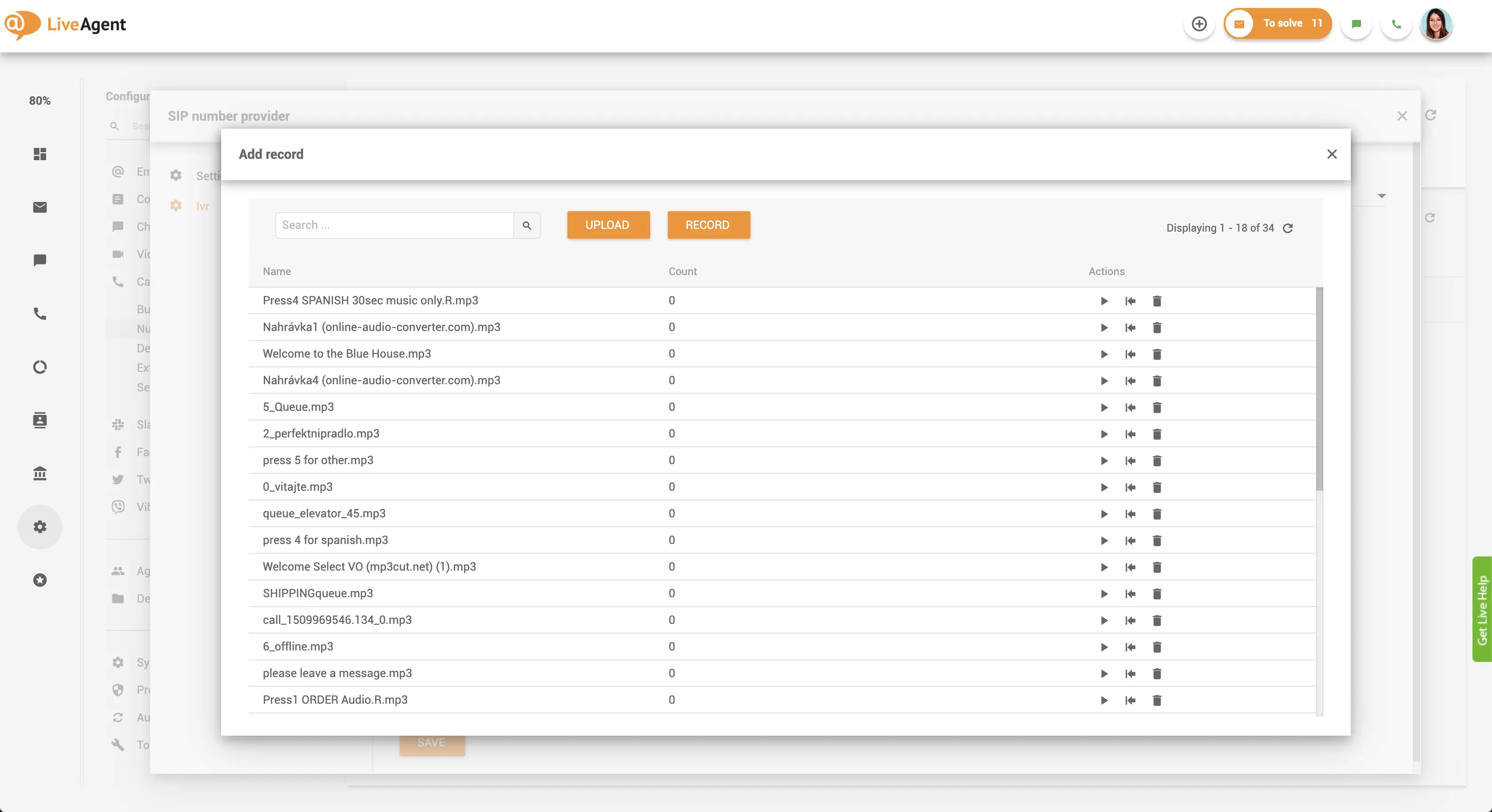 IVR žinučių įkėlimo sąsaja