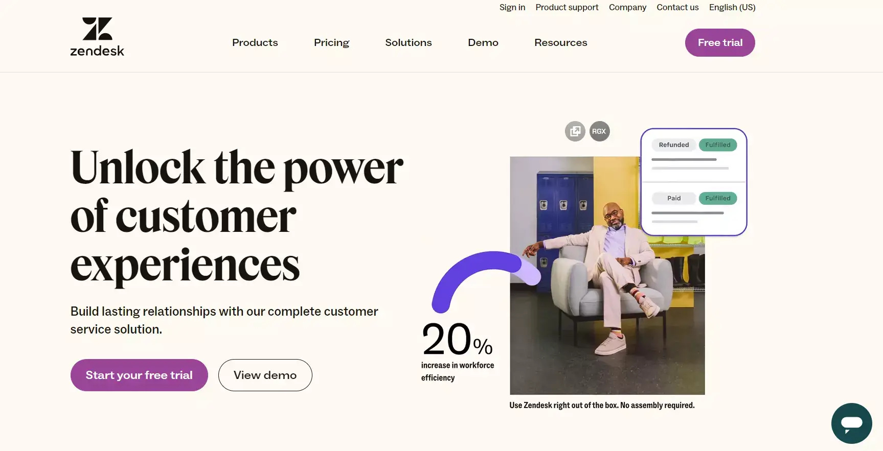 Zendesk Suite pagrindinis puslapis - ryšių orientuota el. prekybos gyvo pokalbio programinė įranga