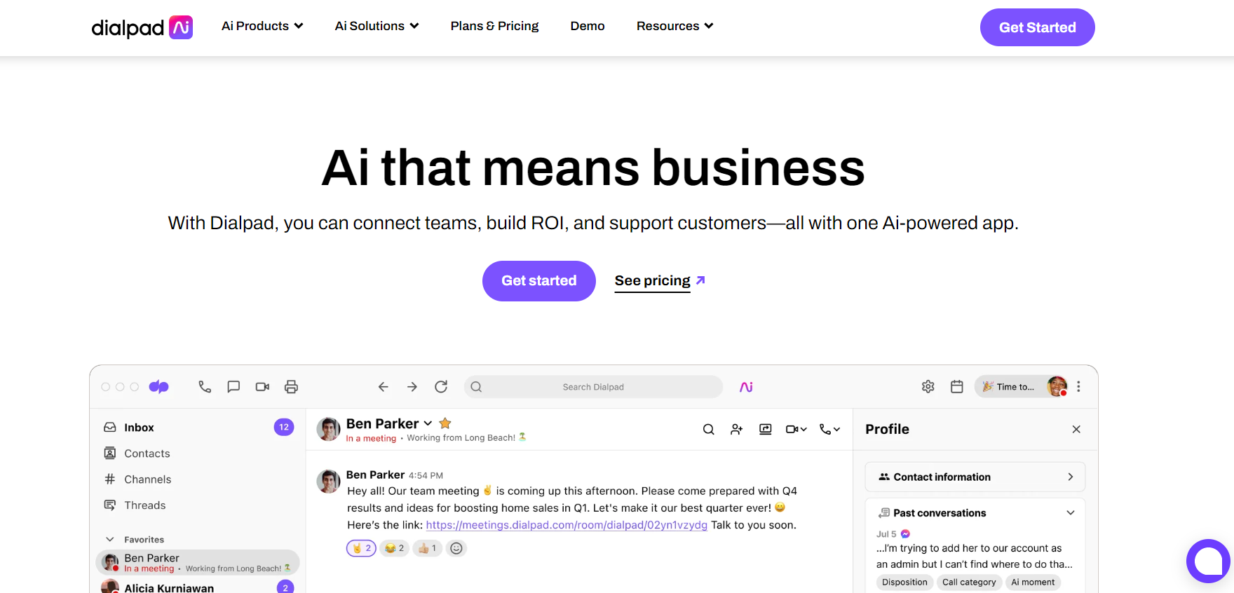 Dialpad pradžios puslapis - kliento intelekto sprendimas