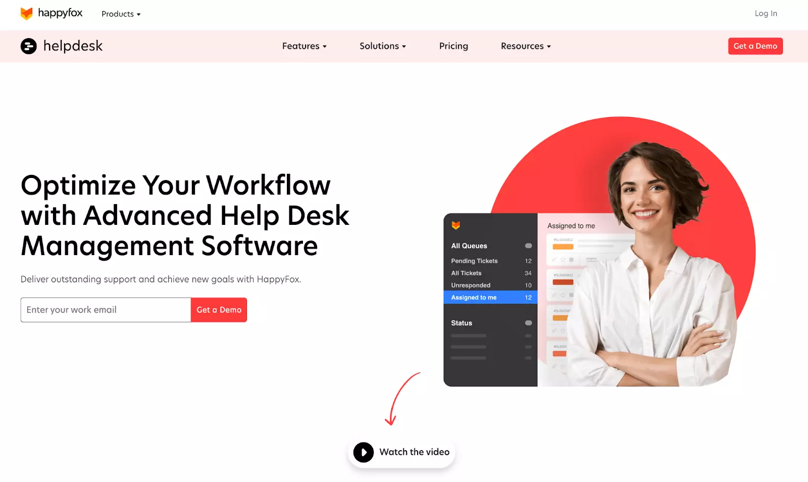 Happyfox pagalbos stalo bilieto valdymo sistemos pagrindinis puslapis