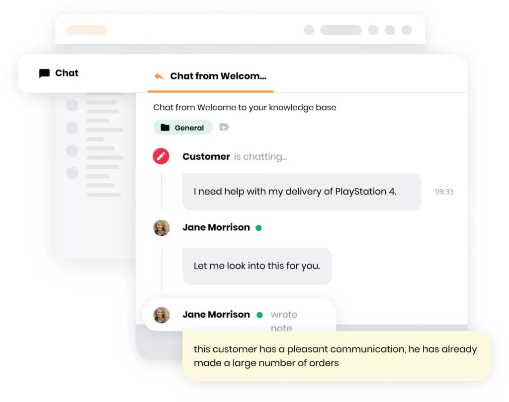 LiveAgent vidinės bilieto funkcijos vaizdas, kuris leidžia agentams bendrauti viduje ir bendradarbiauti atliekant užduotis