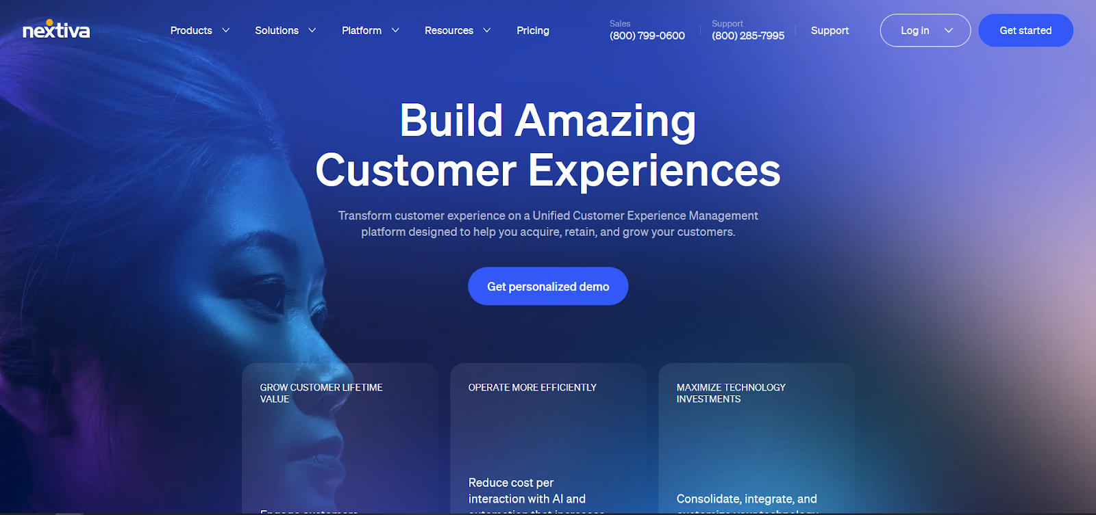 Nextiva skambučių centro programinės įrangos pradžios puslapis