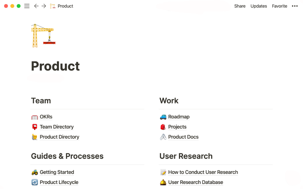 Žinių bazės, sukurtos naudojant Notion, iliustracija