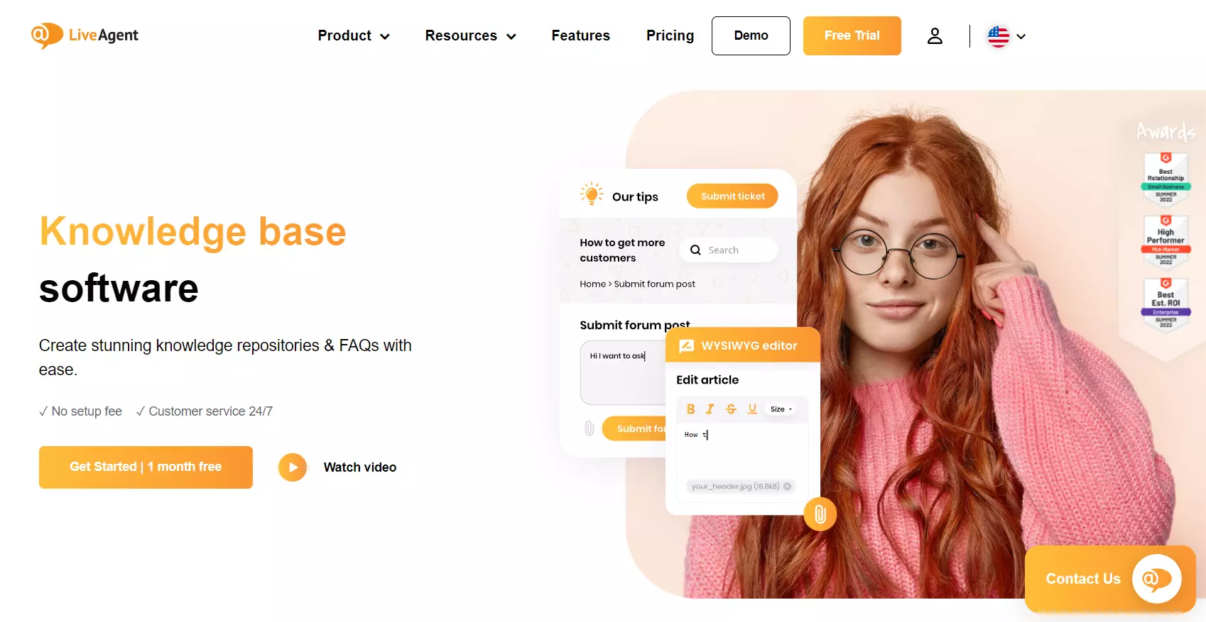 LiveAgent žinių bazės pradžios puslapis