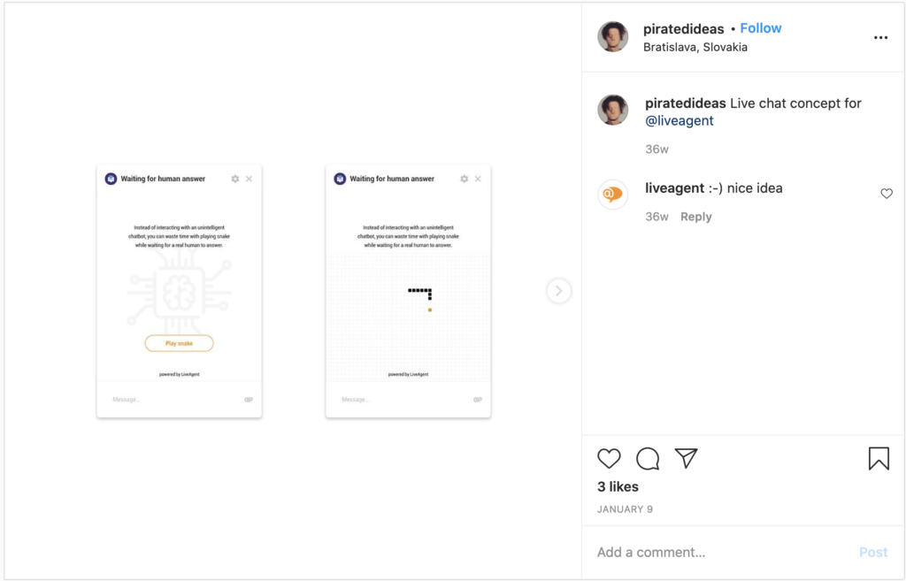 Instagram komentaro paminėjimas