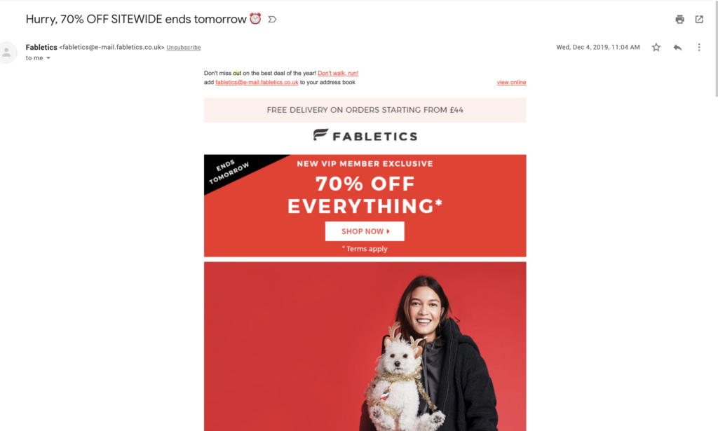 Fabletics paskutinės šansos el. paštas